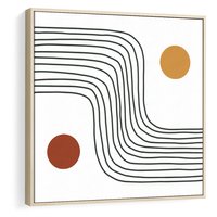 Obraz w ramie 80x80 - Kontury Harmonii - nieregularne linie, koła - rama drewno
