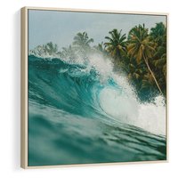 Obraz w ramie 80x80 - Rajskie Wybrzeże - fotografia, duża fala - rama drewno