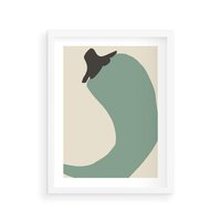 Plakat w ramie 50x70 - Granice Akwareli - abstrakcyjny minimalistyczny obraz, zielona papryczka - rama biała