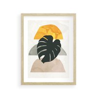 Plakat w ramie 50x70 - Monstera i Boho Elementy - grafika, boho klimat - rama drewno