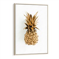 Obraz w ramie 80x120 - Ekskluzywny Akcent - złoty, ananas - rama drewno