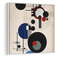 Obraz w ramie 50x50 - Rozkwitające Wibracje Wyobraźni - abstrakcyjna geometryczna kompozycja, koła linie - rama biała