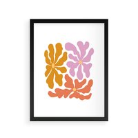 Plakat w ramie 30x40 - Rozbijające Refleksje - abstrakcyjne kolorowe kwiaty, minimlizm - rama czarna