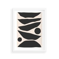 Plakat w ramie 50x70 - Modernistyczna Abstrakcja w Czerni i Bieli - abstrakcja, czarno biała grafika - rama biała