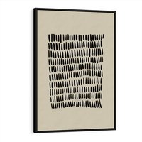 Obraz w ramie 50x70 - Energetyczne Pulsacje Nowości - boho plakat, czarne kropki kreski - rama czarna