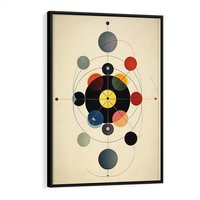 Obraz w ramie 50x70 - Bezgraniczny Taniec Światła - abstrakcyjna geometryczna kompozycja, koła linie - rama czarna