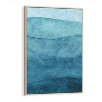 Obraz w ramie 80x120 - Kolorowe fale akwareli - akwarela, fale - rama drewno
