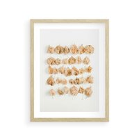 Plakat w ramie 30x40 - Liście Złotego Sezonu - kompozycja z suchych żółtych liści - rama drewno