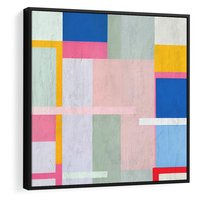 Obraz w ramie 50x50 - Rozbijające Granice Wyobraźni - abstrakcyjne geometryczne kształty, olejny obraz - rama czarna