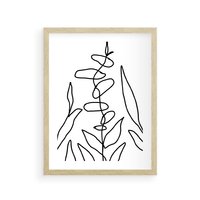 Plakat w ramie 30x40 - Liście Mocy - mroczna sztuka, minimalizm - rama drewno