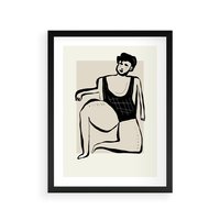 Plakat w ramie 30x40 - Szkic Kobiety w Czerni i Bieli - grafika, modern - rama czarna