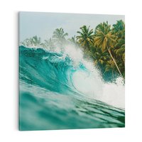 Obraz na płótnie 40x40 - Rajskie Wybrzeże - fotografia, duża fala