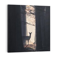 Obraz na płótnie 50x50 - Sarnie Skoki - zdjęcie, klimatyczny las