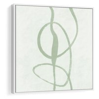 Obraz w ramie 80x80 - Zieleń Wewnętrznej Harmonii - zielona abstrakcja, zgaszona zieleń - rama biała