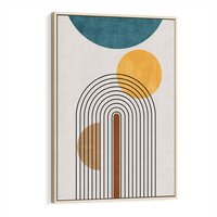 Obraz w ramie 80x120 - Wewnętrzne Labirynty Form - styl mid century, nowoczesna sztuka - rama drewno