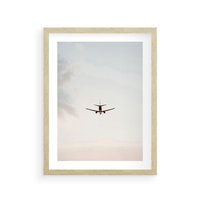 Plakat w ramie 30x40 - W Powietrzu: Samolot na Niebie - samolot w przestworzach, samolot na niebie - rama drewno