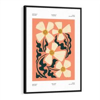 Obraz w ramie 70x100 - Refleksje w roślinnym odbiciu - kwiatowa kompozycja, minimalizm - rama czarna