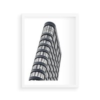 Plakat w ramie 50x70 - Wieżowiec na Monochromatycznym Obrazie - architektura, wieżowiec - rama biała