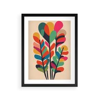 Plakat w ramie 40x50 - Symfonia Wzrokowych Impresji - abstrakcyjny kolorowy tęczowy obraz, inspiracje roślinne - rama czarna