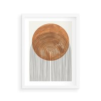 Plakat w ramie 50x70 - Konturem Kształtowane - koło, boho styl - rama biała
