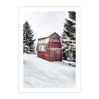 Plakat bez ramy 50x70 - Domek w Śnieżnych Górach - domek, góry