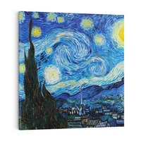Obraz na płótnie 50x50 - "Gwiaździsta noc" (1889) Vincent van Gogh - Reprodukcja - reprodukcja, obraz na płótnie