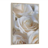 Obraz w ramie 80x120 - Białe róże piękności - białe, róże - rama drewno