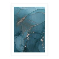 Plakat bez ramy 21x30 - Marmurowa Elegancja: Kolory Oceanu - marmur, kolory oceanu