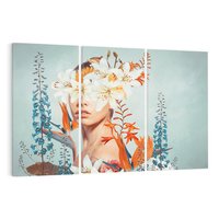 Obraz na płótnie 120x80 - Kwiatowa Enklawa Uroku - kolaż, nierealna kompozycja