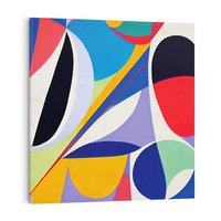 Obraz na płótnie 40x40 - Kolorowe Przesunięcia Kształtów - abstrakcyjny obraz olejny, żywe kolory