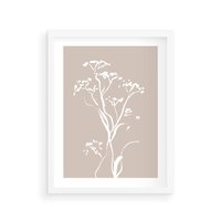 Plakat w ramie 30x40 - Harmonijne Mini Boho - minimalistyczny delikatny obraz, beżowe odcienie - rama biała