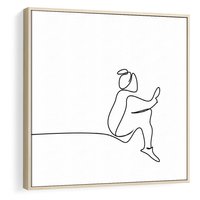 Obraz w ramie 50x50 - Linie Wewnętrznej Refleksji - line art, szkic - rama drewno