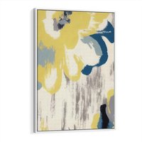 Obraz w ramie 80x120 - Kwiatowe Impresje - malowane duże kwiaty, kolory żółty - rama biała