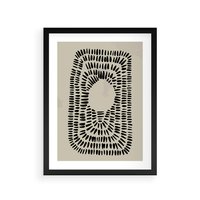 Plakat w ramie 40x50 - Zaklęte Wnętrza - boho plakat, czarne kropki kreski - rama czarna