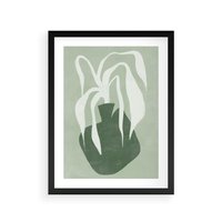 Plakat w ramie 50x70 - Zieleń Pulsującego Spokoju - zielona abstrakcja, zgaszona zieleń - rama czarna