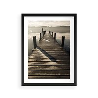 Plakat w ramie 30x40 - Pomost nad jeziorem - pomost, jezioro - rama czarna