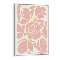 Obraz w ramie 80x120 - Rozplątane Akwarelowe Formy - abstrakcyjne boho kwiaty, kompozycja - rama biała