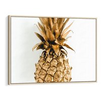 Obraz w ramie 70x50 - Ekskluzywny Akcent - złoty, ananas - rama drewno