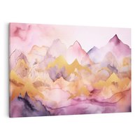 Obraz na płótnie 120x80 - Pastelowe Wzgórza - pastelowe, różowe góry