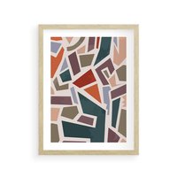 Plakat w ramie 30x40 - Modernistyczna Transcendencja - geometryczne kształty, mozaika - rama drewno