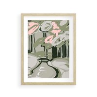 Plakat w ramie 40x50 - Leśny Zakątek - pastelowy krajobraz, nowoczesny plakat - rama drewno