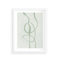 Plakat w ramie 30x40 - Zieleń Wewnętrznej Harmonii - zielona abstrakcja, zgaszona zieleń - rama biała