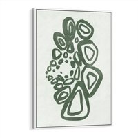 Obraz w ramie 70x100 - Migotliwe Widzenia Zieleni - zielona abstrakcja, zgaszona zieleń - rama biała