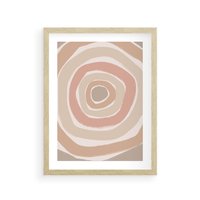 Plakat w ramie 30x40 - Roztopione Granice - abstakcyjne koła, delikatne odcienie beżu - rama drewno
