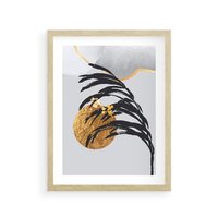 Plakat w ramie 50x70 - Palma w Szkicu - nowoczesna grafika, palma - rama drewno