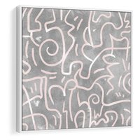 Obraz w ramie 50x50 - Sploty odblasków i zawirowań - abstrakcyjne rysunki, wzorek - rama biała