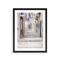 Plakat w ramie 40x50 - Urokliwa uliczka w perspektywie - uliczka, perspektywa - rama czarna