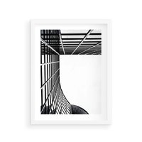 Plakat w ramie 50x70 - Minimalizm Wysokości - architektura, czarno białe zdjęcie - rama biała