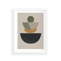 Plakat w ramie 30x40 - Podróżne Refleksyjne Odbicia - abstrakcyjny obraz, kolory ciepłe - rama biała