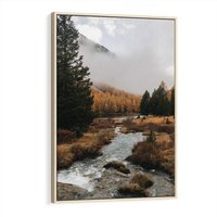 Obraz w ramie 80x120 - W Górskiej Dolinie - artystyczna fotografia, las - rama drewno